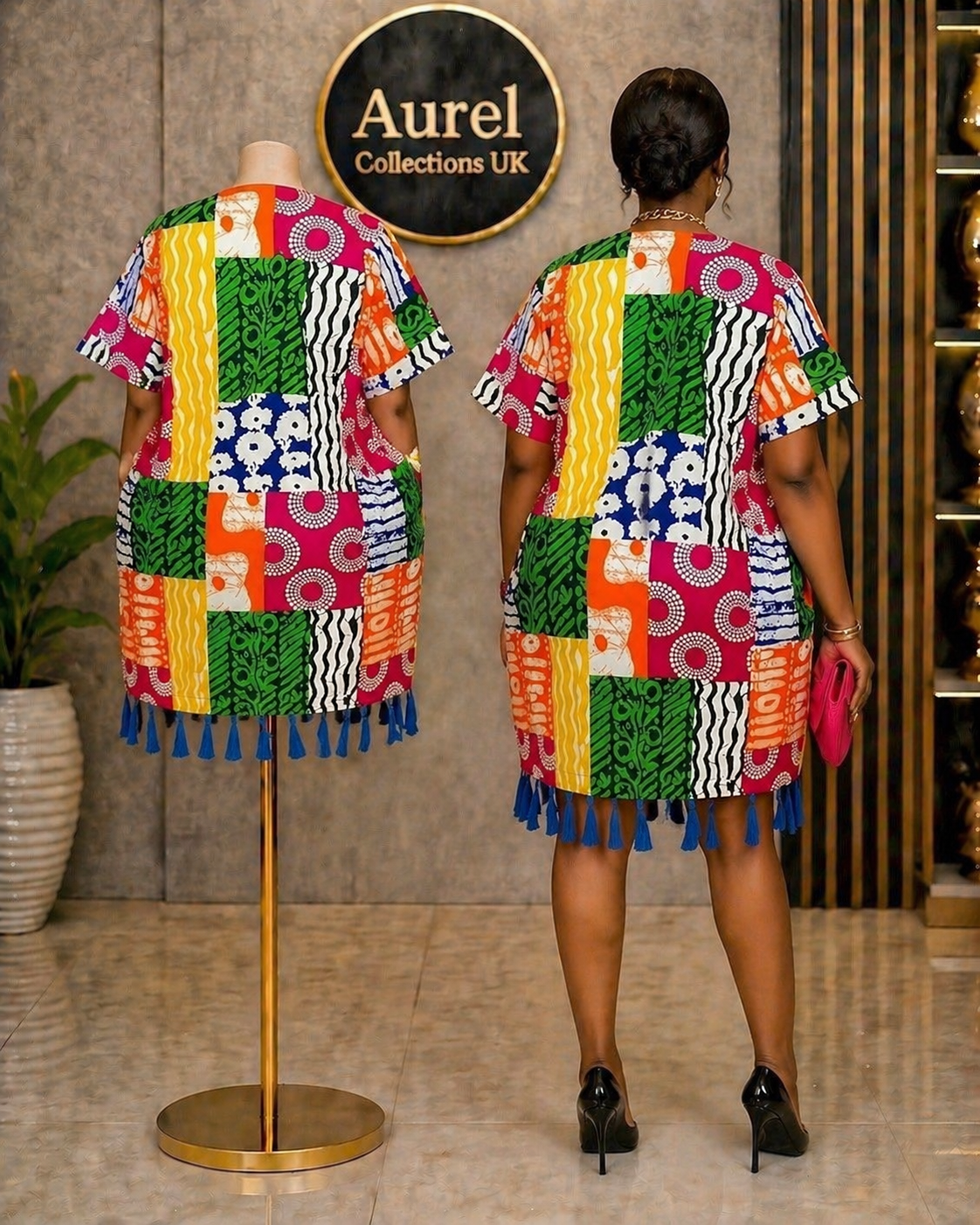 Queen gown 100% Ankara cotton with tassels Size 8 to 20