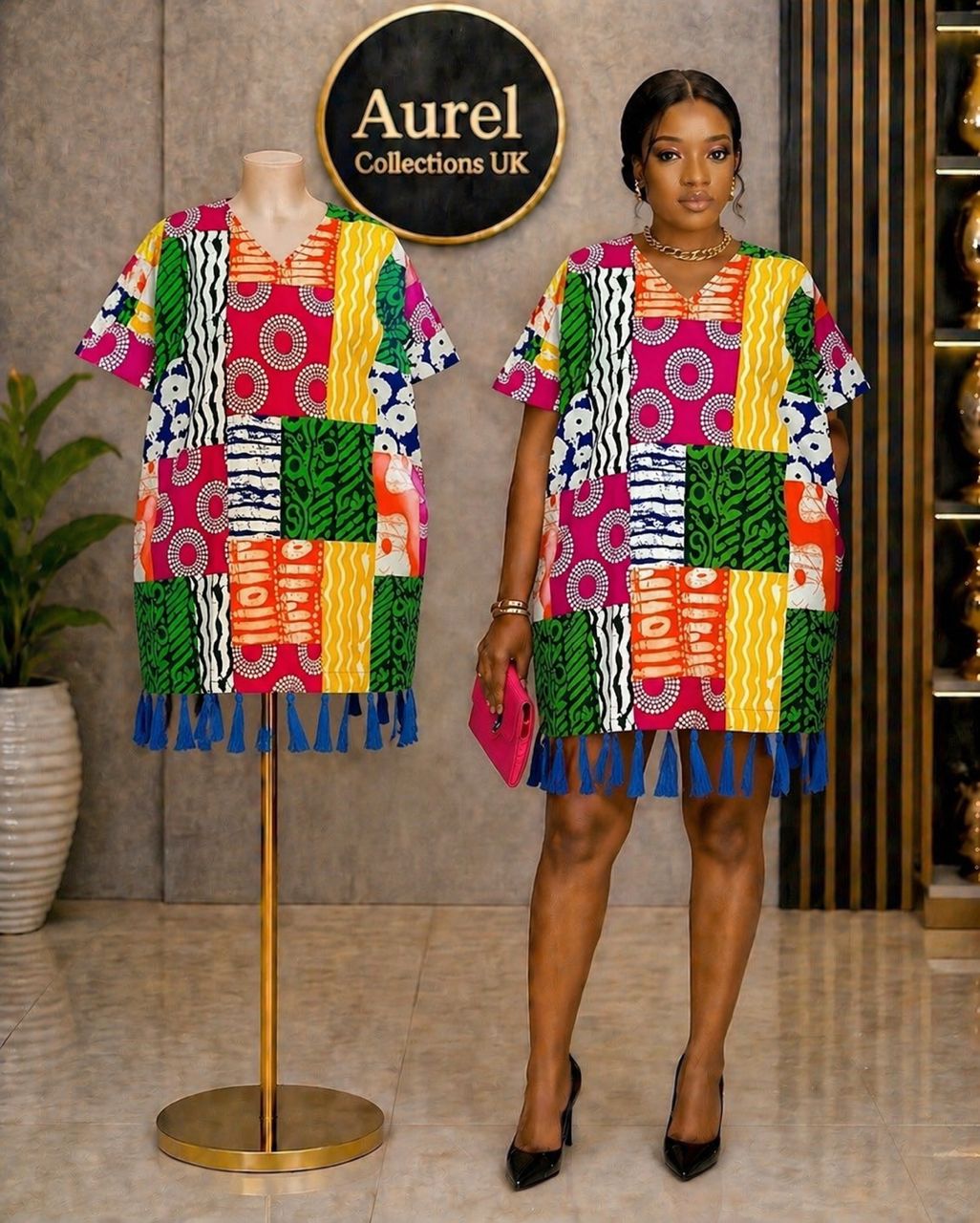 Queen gown 100% Ankara cotton with tassels Size 8 to 20