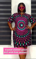 Crystal Stoned Gown | Premium Ankara Cotton Crystal-Embellished Dress