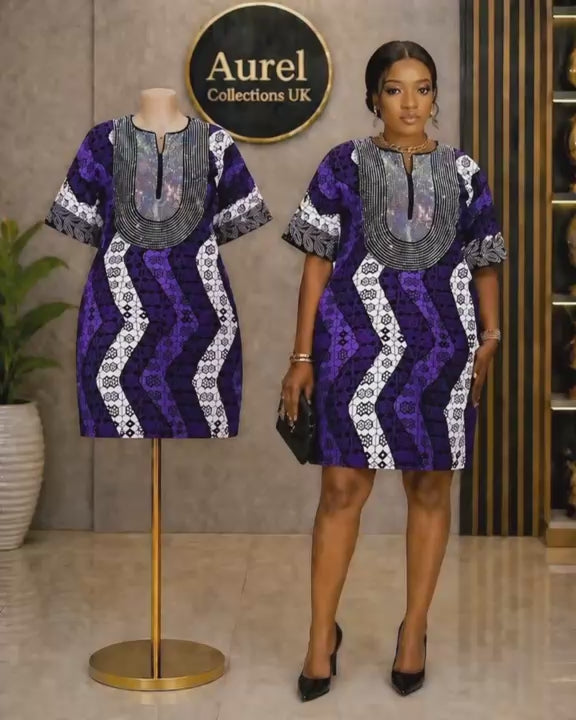 Crystal stoned gown 100% Ankara cotton